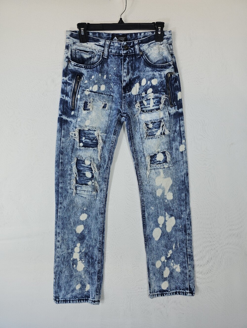 ​Road Narrows Acid Wash Distressed Biker Jeans Size 16